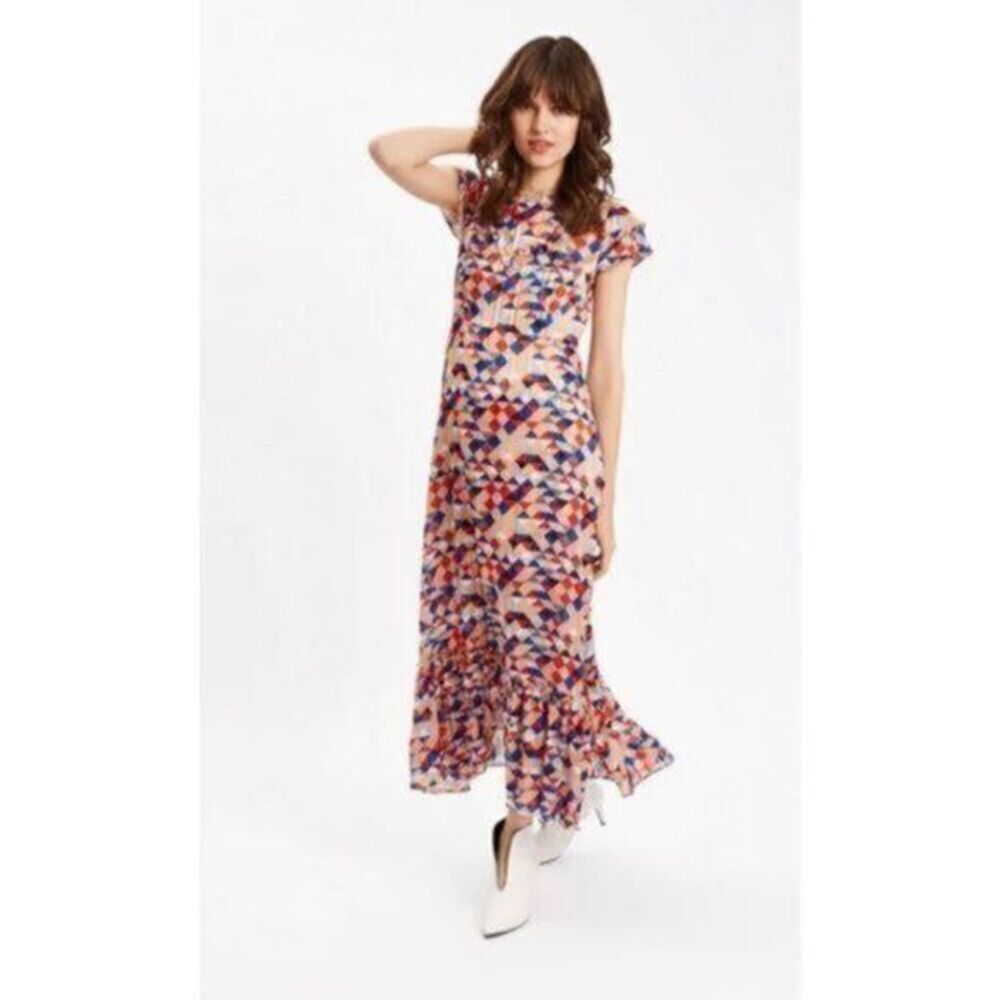 Traffic People Forgiven Dress in Peach and Red, size medium